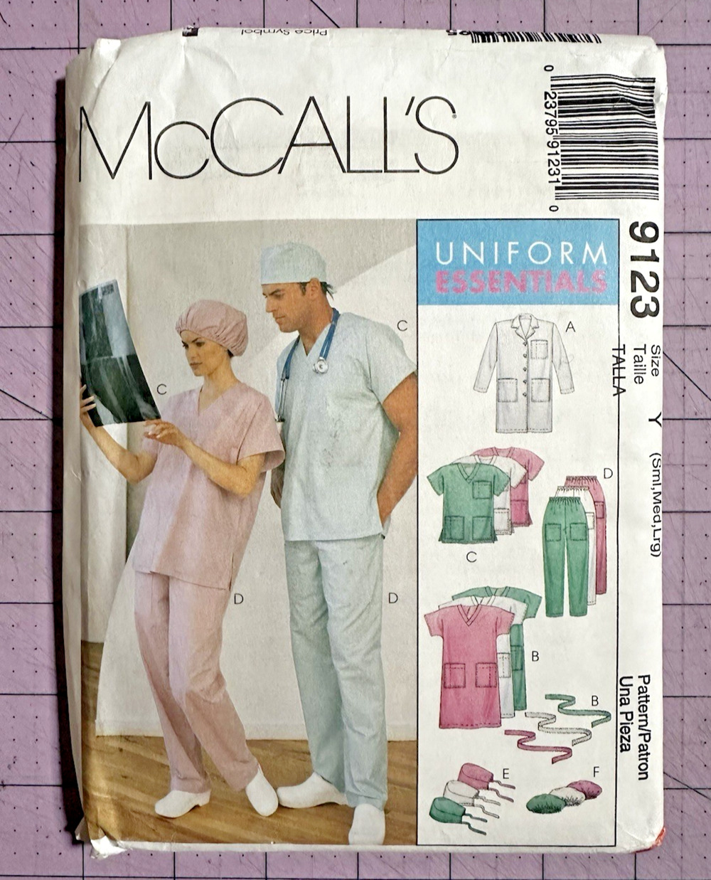 NEW UNCUT McCall's 9123 Uniform Essentsials MENS/WOMENS, Scrubs, Top, Pant; S-L